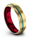 Woman&#39;s Promise Rings Unique 18K Yellow Gold and Teal Carbide Tungsten Rings - Charming Jewelers