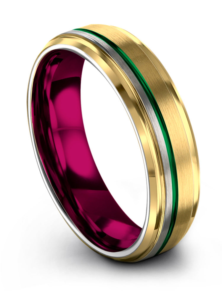 18K Yellow Gold Rings for Ladies Wedding Ring Tungsten 18K