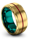 18K Yellow Gold Tungsten Promise Ring for Man Tungsten Band for Guys Brushed - Charming Jewelers