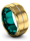 18K Yellow Gold Engagement Wedding Ring Set Tungsten Brushed Wedding Bands 18K - Charming Jewelers