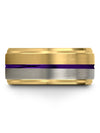 18K Yellow Gold Purple Promise Ring Ladies Tungsten Wedding Ring 18K Yellow - Charming Jewelers