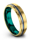 Tungsten Anniversary Ring 18K Yellow Gold Blue Special Edition Tungsten Rings - Charming Jewelers