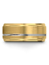 18K Yellow Gold Promise Ring Guy Men&#39;s Rings Tungsten 10mm