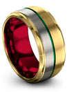 Wedding Rings 18K Yellow Gold Green Tungsten 18K Yellow Gold Green Matching - Charming Jewelers