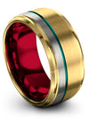 Wedding Rings Male Engraved Tungsten Matching Band 18K Yellow Gold Rings - Charming Jewelers