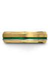 6mm Green Line Wedding Bands for Mens 18K Yellow Gold Tungsten Ring Brushed 18K - Charming Jewelers