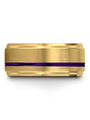Wedding Rings 18K Yellow Gold Purple Tungsten I Love You Band Couples Matching - Charming Jewelers