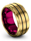 Wedding Band for Her and Husband 18K Yellow Gold Plain Tungsten Rings 10mm 45th - Charming Jewelers
