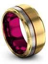 18K Yellow Gold Guys Wedding Rings Tungsten Carbide Boyfriend and Husband Bands - Charming Jewelers