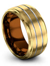 Husband and Boyfriend Wedding Rings Set 18K Yellow Gold Tungsten Band Brushed - Charming Jewelers