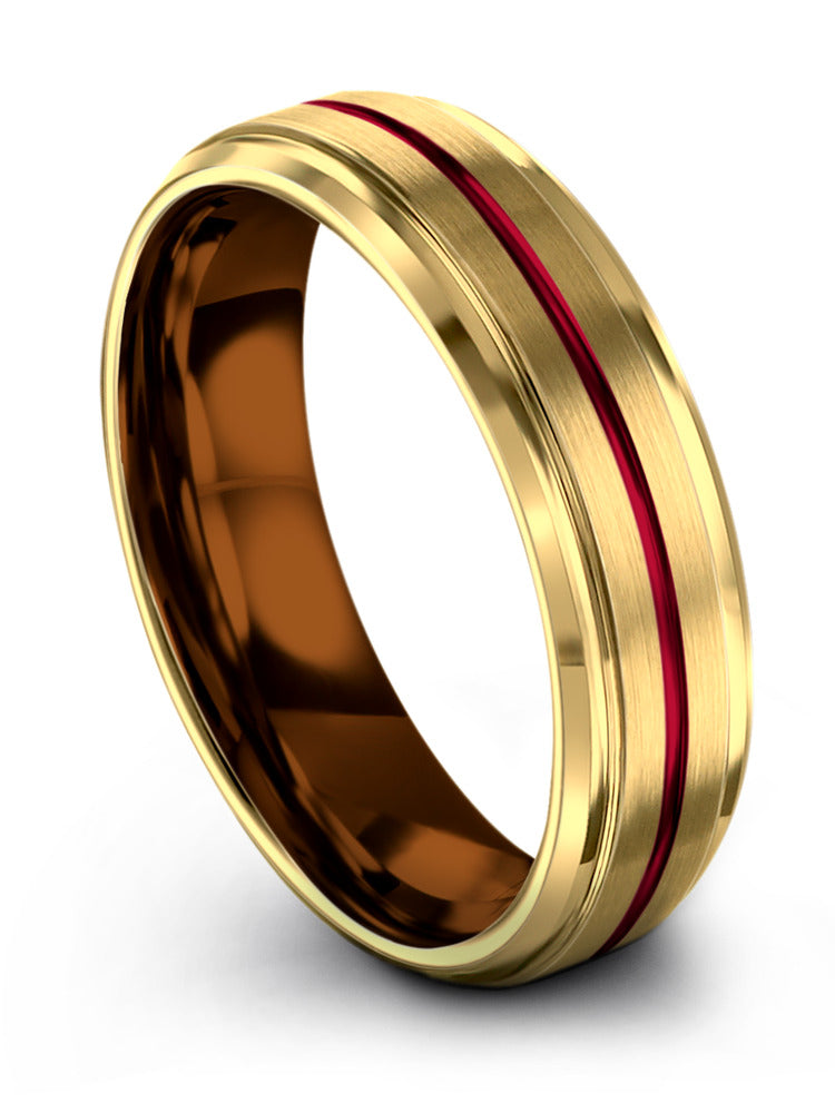 18K Yellow Gold Guys Wedding Bands Tungsten Ring for Ladies