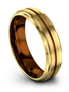 Personalized Wedding Band Tungsten Band for Man Step Bevel 18K Yellow Gold Ring - Charming Jewelers