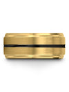 Male Wedding Bands 18K Yellow Gold Black 18K Yellow Gold Tungsten Ring Woman - Charming Jewelers