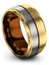 Man 10mm 18K Yellow Gold Anniversary Ring Tungsten Ladies Ring 18K Yellow Gold - Charming Jewelers