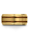 Brushed Wedding Band 18K Yellow Gold and Copper Tungsten Rings 10mm Rings - Charming Jewelers