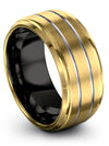 Plain Anniversary Band Sets for Him and Wife 18K Yellow Gold Tungsten Carbide - Charming Jewelers