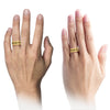 Woman 18K Yellow Gold Black Promise Ring Tungsten Engagement Ring Set Ladies - Charming Jewelers