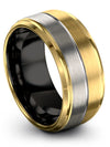 Wedding Rings for Woman Engraved Tungsten 18K Yellow Gold Grey Rings Promise - Charming Jewelers