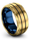 18K Yellow Gold Wide Male Wedding Rings Tungsten Matching Ring for Couples 18K - Charming Jewelers