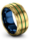 Minimalist Promise Band 18K Yellow Gold Green Tungsten Band for Woman&#39;s Cute - Charming Jewelers