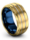 Men Solid 18K Yellow Gold Band Personalized Tungsten Ring Couples Matching - Charming Jewelers