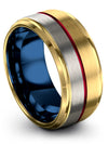 Matte 18K Yellow Gold Red Ladies Wedding Ring Tungsten