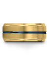 Matte 18K Yellow Gold Blue Ladies Wedding Ring Tungsten Rings for Woman - Charming Jewelers