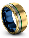 Wedding Ring Matching Set Tungsten 18K Yellow Gold Band for Guy 10mm Small 18K - Charming Jewelers