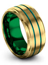 Man Anniversary Ring Set 18K Yellow Gold Tungsten Bands Couples Set 10mm Black - Charming Jewelers