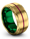 Man Anniversary Ring Set 18K Yellow Gold Tungsten Bands Couples Set 10mm - Charming Jewelers