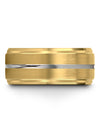 18K Yellow Gold Wedding Bands for Couples Tungsten Ring for Male and Men Sets - Charming Jewelers