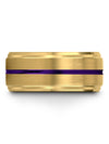 Womans Wedding Ring 18K Yellow Gold and Purple Brushed 18K Yellow Gold Tungsten - Charming Jewelers
