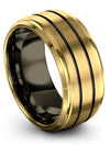 Female 18K Yellow Gold Wedding Rings Guys Tungsten Wedding Bands Sets Promise - Charming Jewelers