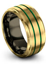 18K Yellow Gold Wedding Ring Set Him and Boyfriend Guys Engagement Bands - Charming Jewelers