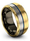 Wedding Rings Set for Mens 18K Yellow Gold Blue Tungsten Jewelry Customizable - Charming Jewelers