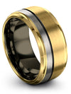 Matte 18K Yellow Gold and Black Male Wedding Band 10mm Lady Wedding Band - Charming Jewelers