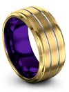Tungsten Wedding Bands Band Tungsten Bands for Guys Engraved Simple 18K Yellow - Charming Jewelers