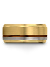 18K Yellow Gold and Copper Wedding Rings 10mm Tungsten Carbide Wedding Rings - Charming Jewelers