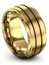 Brushed Metal Lady Wedding Ring Tungsten Band for Man Engraved Couple Band 18K - Charming Jewelers