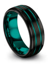 Wedding Band Set for Girlfriend and Fiance Black Teal 8mm Tungsten Rings - Charming Jewelers