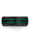 Wedding Band Engagement Female Tungsten Carbide Black and Teal Ring - Charming Jewelers