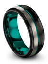 Black Teal Promise Rings Wedding Rings for Female Tungsten Carbide Couples - Charming Jewelers