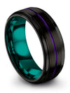Guys Promise Band Tungsten Black and Purple Tungsten Carbide Engraved Ring - Charming Jewelers