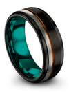 Guys 8mm Copper Line Wedding Ring Tungsten Satin Band for Guy Unique Rings Man - Charming Jewelers