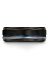 Plain Wedding Rings Guys Tungsten Band 8mm Black Blue Band Guys Valentines Day - Charming Jewelers