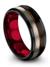 Wedding Ring Sets for Wife and His Black and Copper Tungsten Ring Natural Black - Charming Jewelers
