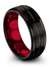Wedding Rings for Men Sets Tungsten Bands for Man Black 8mm Sixty Fifth Black - Charming Jewelers