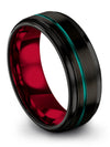 Plain Black Wedding Ring Tungsten Rings for Couples Black Men Teal Rings - Charming Jewelers