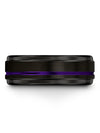 Carbide Promise Band Tungsten Ring for Woman Purple Line Black Tungsten Band - Charming Jewelers
