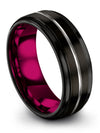 Black Plain Wedding Ring Tungsten Carbide Engagement Men Band Black Ring Grey - Charming Jewelers